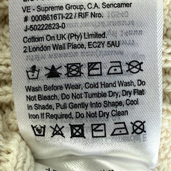 Cotton On Kids Cable Knit V-Neck Sweater Cream Navy Stripes Sz 9-10 - Picture 7 of 11